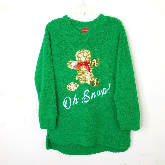 JOYLAND Green Teddy ugly Christmas sweater - Picture 1 of 10